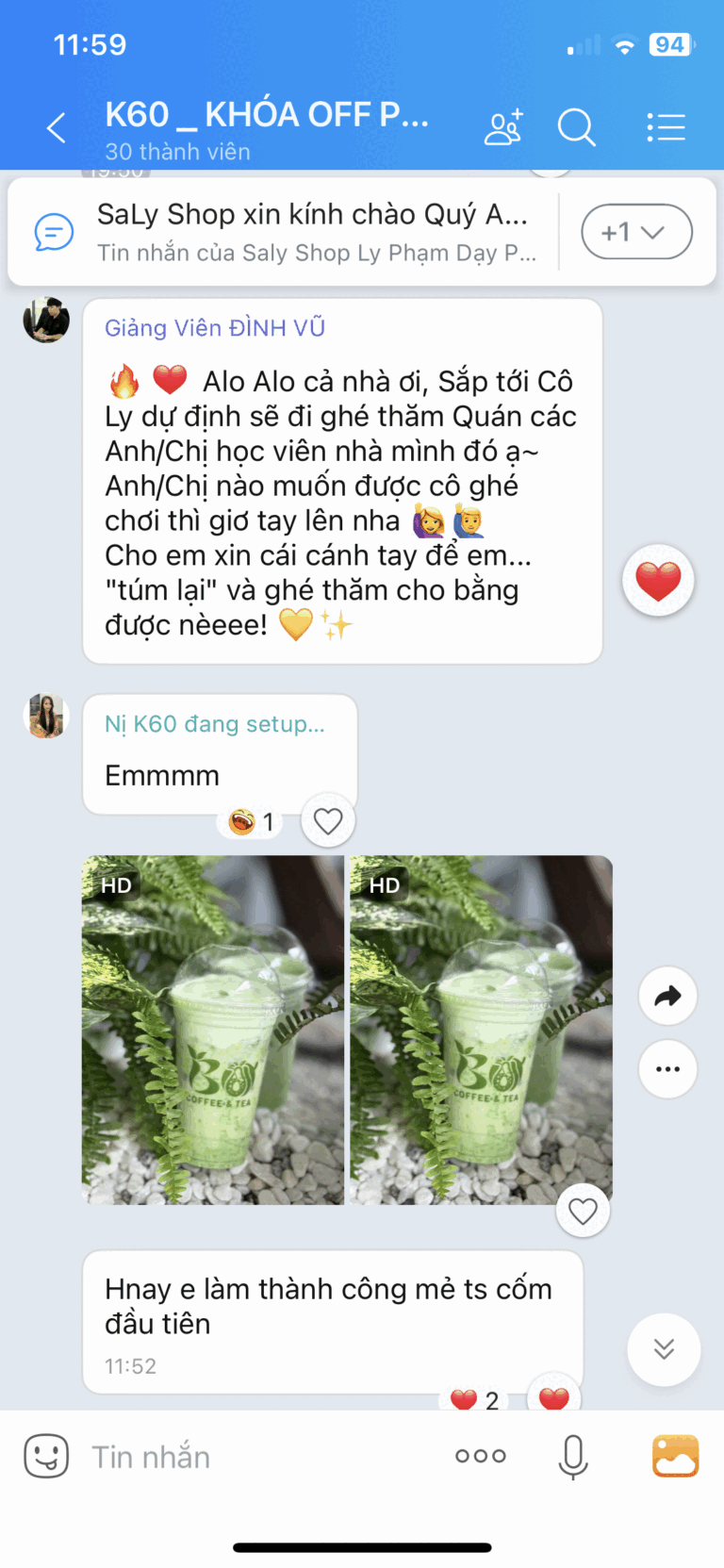 Phản hồi của học viên SaLy Academy kèm ảnh thành phẩm đồ uống (8/15)