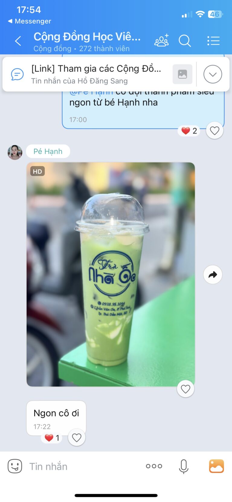 Phản hồi của học viên SaLy Academy kèm ảnh thành phẩm đồ uống (3/15)