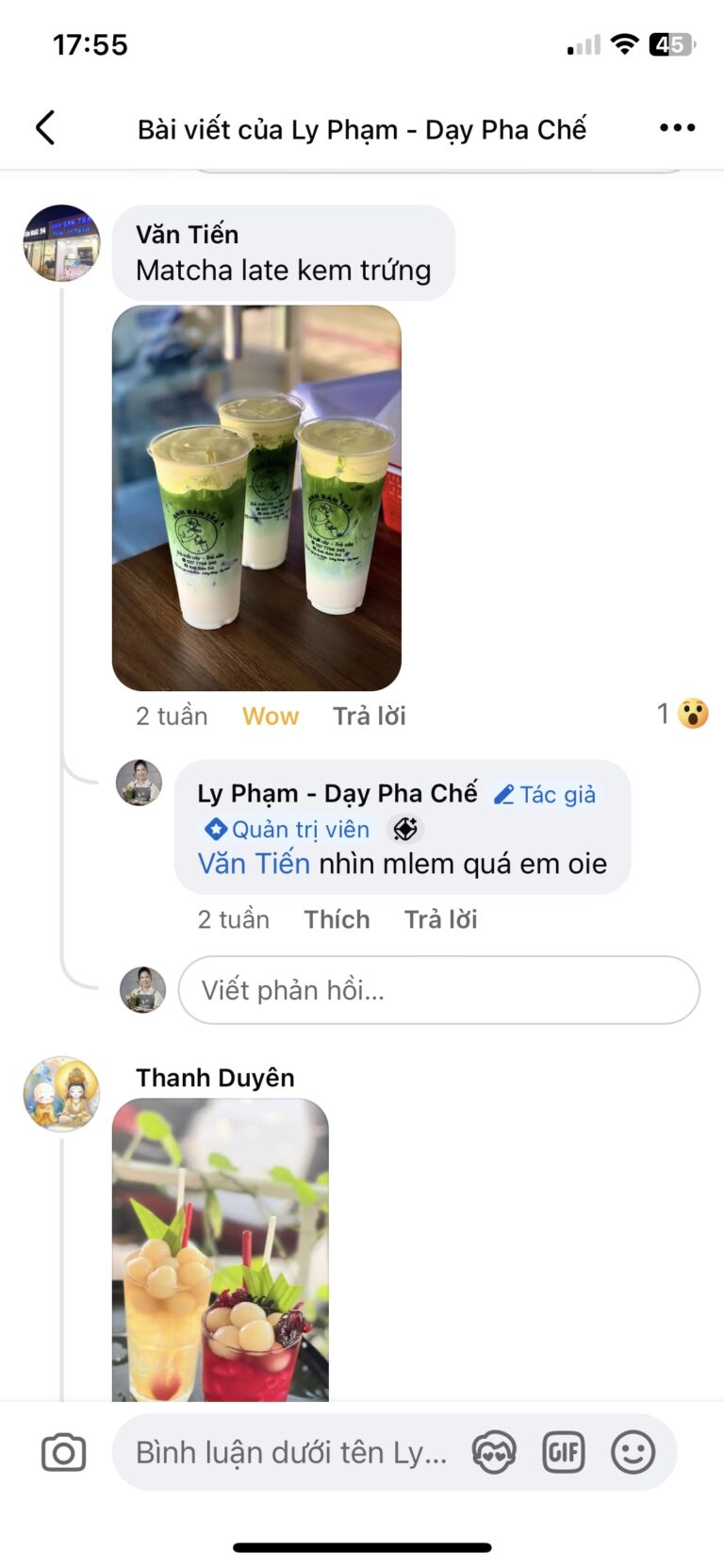 Phản hồi của học viên SaLy Academy kèm ảnh thành phẩm đồ uống (2/15)