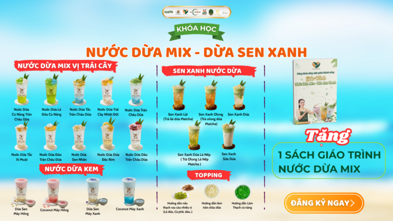 Khóa học Nước dừa Mix – Nước dừa Sen xanh