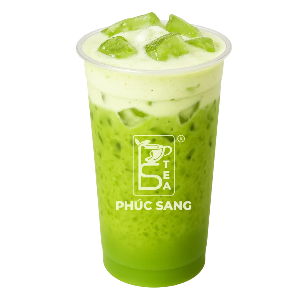Ly đồ uống phủ kem matcha béo ngậy thành phẩm