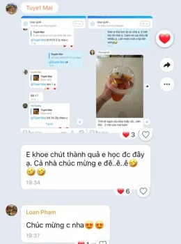 Học viên nhắn tin chia sẻ thành quả pha chế sau khóa học